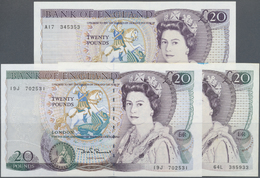 00921 Great Britain / Großbritannien: Set Of 3 Notes 20 Pounds ND P. 2x 380b (UNC) 20 Pounds ND P. 380d (aUNC) And 20 Po - Autres & Non Classés