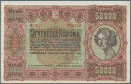 01008 Hungary / Ungarn: 50.000 Korona 1923 SPECIMEN With Perforation "MINTA" And Serial 000000, P.71as In Excellent Cond - Ungheria