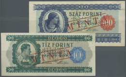 01017 Hungary / Ungarn: Pair With 10 And 100 Forint 1946 Specimen, P.159s, 160s, Both With Perforation And Red Ovpt. "MI - Hongrie