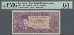 01157 Indonesia / Indonesien: 2 1/2 Rupiah 1961 (ND 1963) With "IRIAN BARAT" Overprint At Lower Right Margin, P.R2 In Ex - Indonesia