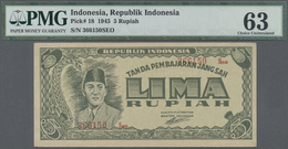 01158 Indonesia / Indonesien: Republic Indonesia 5 Rupiah 1945, P.18 In Almost Perfect Condition, Just A Few Minor Creas - Indonésie