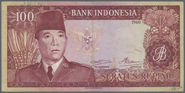 01176 Indonesia / Indonesien: 100 Rupiah 1960, P.86a, Printer Pertjetakan Kebajoran, Lightly Stained Paper With Vertical - Indonésie