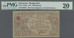 01184 Indonesia / Indonesien: Central Treasury Of Bengkoeloe 1000 Rupiah 1947, P.S165b With Many Folds And Creases, Ligh - Indonésie