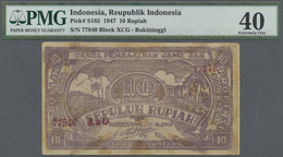 01186 Indonesia / Indonesien:  Governor Of Bukittinggi, Sumatra10 Rupiah 1947, P.S185, Lightly Stained Paper With A Few - Indonesia
