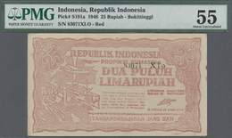 01187 Indonesia / Indonesien:  Governor Of Bukittinggi, Sumatra 25 Rupiah 1948, P.S191a, Great Condition With A Few Mino - Indonesia