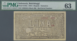 01191 Indonesia / Indonesien:  Governor Of Bukittinggi, Sumatra 5 Rupiah 1948, P.S192c In Excellent Condition With A Few - Indonésie