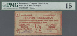 01196 Indonesia / Indonesien: Kas Negara (Central Treasury), Djambi 1/2 Rupiah "Coupon Penukaran" (Redemption Coupon) 19 - Indonesia