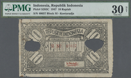 01204 Indonesia / Indonesien: Residency, Atjeh, Koetaradja 10 Rupiah 1947, P.S283C With Two Large Cancellation Holes At - Indonesia