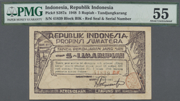 01209 Indonesia / Indonesien: Treasury, Tandjungkarang (Lampung Residency) 5 Rupiah 1948, P.S387a, Very Nice Condition W - Indonésie
