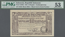 01210 Indonesia / Indonesien: Treasury, Tandjungkarang (Lampung Residency) 10 Rupiah 1948, P.S388b, Very Nice Condition - Indonesia