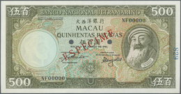 01611 Macau / Macao: 500 Patacas 1981 Specimen P. 62s, Red Specimen Overprint, Zero Serial Numbers, In Condition: UNC. - Macau