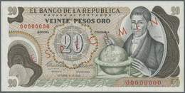 00568 Colombia / Kolumbien: 20 Pesos 1966 Specimen P. 409s In Condition: UNC. - Colombie