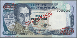 00572 Colombia / Kolumbien: 1000 Pesos 1982 Specimen P. 424as, Pinholes, Small Glue Residuals In Corners On Back, Condit - Colombie
