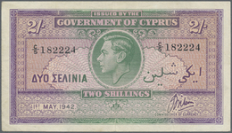 00611 Cyprus / Zypern: 2 Shillings 1942 P. 21, Light Folds In Paper, Probably Dry Pressed But Still Crispness In Paper A - Chypre