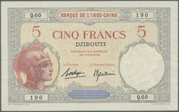 00647 Djibouti / Dschibuti: 5 Francs ND P. 6 Light Folds But No Holes Or Tears, Condition: XF. - Gibuti