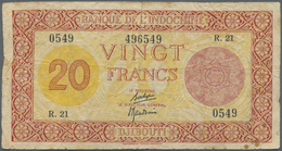 00648 Djibouti / Dschibuti: 20 Francs ND(1945) P. 15, Palestine Print, Several Folds And Creases In Paper, Some Softness - Gibuti