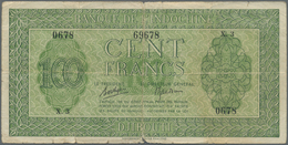 00649 Djibouti / Dschibuti:  Banque De L'Indochine 100 Francs ND(1945), P.16, Lightly Toned Paper With Some Folds, Small - Djibouti