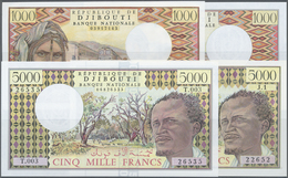 00652 Djibouti / Dschibuti: Set Of 4 Notes Cotaining 2x 1000 Francs And 2x 5000 Francs ND P. 37, 38, All In Condition: U - Gibuti