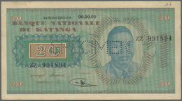 01330 Katanga: 20 Francs 1960 Specimen P. 6s With Regular Serial Number ZZ Prefix, In Condition: AUNC. - Autres - Afrique