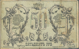 01340 Kazakhstan / Kasachstan: 50 Rubles ND(1918) P. S1123 In Used Condition With Strong Folds, Light Staining In Paper, - Kazakistan