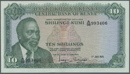 01344 Kenya / Kenia: 10 Shillings 1972 P. 7c, Light Center Fold, Probably Pressed, Condition: XF. - Kenia