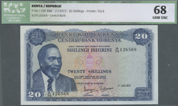 01347 Kenya / Kenia: Set Of 2 Notes 20 Shillings 1983 CONSECUTIVE P. 8d, Both ICG Graded 68 GEM UNC. (2 Pcs) - Kenya