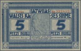 01383 Latvia / Lettland: 5 Rubli 1919 P. 3a, Series "Aa", Signature Erhards, Issued From 1919 Till 1925, 250.000 Of Thes - Latvia