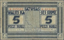 01390 Latvia / Lettland: 5 Rubli 1919 Seldom Seen Series "K", P. 3f, Signature Kalnings, Only 25449 Notes Of That Type W - Latvia