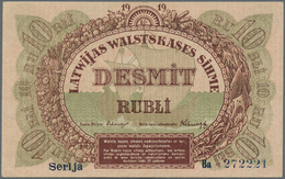 01394 Latvia / Lettland: 10 Rubli 1919 P. 4b, Series "Ba", Sign. Erhards, 2 Light Center Folds, One Light Horizontal Ben - Lettonia