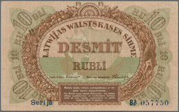 01395 Latvia / Lettland: 10 Rubli 1919 P. 4b, Series "Bd", Sign. Erhards, Radar Number "057750", Light Vertical Folds In - Lettonie