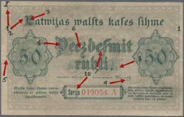 01415 Latvia / Lettland: Rare Contemporary Forgery Of 50 Rubli 1919, Series A, P. 6(f), Ex A. Rucins Collection. Russian - Lettonia