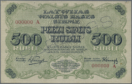 01432 Latvia / Lettland: Rare SPECIMEN Of 500 Rubli 1920 P. 8as. Zero Serial Numbers, Serial Letter "A", PARAGUS Perfora - Lettonia
