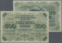 01437 Latvia / Lettland: Rare SPECIMEN Of 500 Rubli 1920 P. 8cs, Front And Back Seperatly Printed Unifcae On Banknote Pa - Lettonia