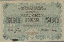 01451 Latvia / Lettland: Rare PROOF Print Of 500 Rubli 1920 P. 8p, W/o Serial, Sign. Purins, Uniface Front Proof In Dark - Latvia