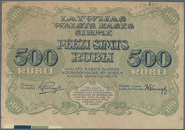 01452 Latvia / Lettland: Rare PROOF Print Of 500 Rubli 1920 P. 8p, W/o Serial, Sign. Purins, Uniface Front Proof In Blue - Latvia