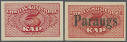 01455 Latvia / Lettland: Set Of 2 Notes 5 Kap. 1920 As SPECIMEN And Regular Issue, P. 9s And P. 9, The Specimen Overprin - Latvia