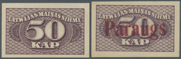 01458 Latvia / Lettland: Set Of 2 Notes 50 Kap. 1920 As SPECIMEN And Regular Issue, P. 12s And P. 12, The Specimen Overp - Latvia