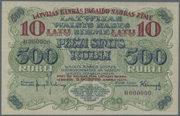 01463 Latvia / Lettland: Rare SPECIMEN / Proof Print Of 10 Latu On 500 Rubli 1920 P. 13s/p Series "B", Front And Back Se - Latvia