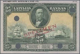 01474 Latvia / Lettland: 25 Latu 1928 SPECIMEN Color Trial In Green, P. 18cts, Ovpt. "Specimen Waterlow & Sons Ltd", 4 C - Latvia