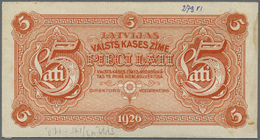 01487 Latvia / Lettland: Very Rare 5 Lati 1926 Front Proof Uniface Print P. 23p, Without Serial #, W/o Sign, Printers An - Latvia