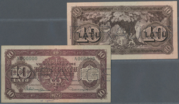 01490 Latvia / Lettland: Rare Specimen Proof Print Of Front And Back Seperatly Printed 10 Latu 1925 P. 25as, Both Pieces - Latvia