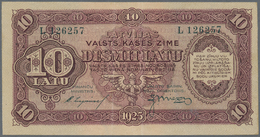 01492 Latvia / Lettland: 10 Latu 1925 P. 24c, Issued Note, Series L, Sign. Liepins, A Few Center Folds, Still Crisp Pape - Latvia