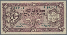 01493 Latvia / Lettland: 10 Latu 1925 P. 24d, Issued Note, Series T, Sign. Petrevics, Light Center Fold,  Otherwise Cris - Latvia