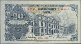 01517 Latvia / Lettland: Rare Banknote 20 Latu 1940 P. 33, Issued Note, Series A, Sign. Karlsons, In Crisp Original Cond - Latvia