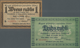 01553 Latvia / Lettland: Set Of 2 Notes Stadt Riga Containing 1 And 3 Rubles Plb. 1a, 2a, Both In Condition: UNC. (2 Pcs - Latvia