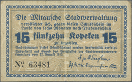 01558 Latvia / Lettland: Mitau 15 Kopeken 1915 Plb. 12d In Used Condition With Several Folds, No Holes Or Tears, Condito - Latvia