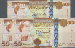 01584 Libya / Libyen: Set Of 3 Notes 50 Dinars ND(2009-20109) P. 75 In Condition: UNC. (3 Pcs) - Libia