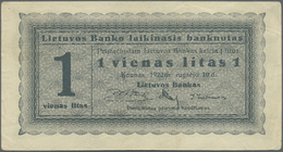 01585 Lithuania / Litauen: 1 Litas 1922 P. 56, No Vertical And Horizontal Folds, One Corner Fold And Creases At Borders, - Lituanie