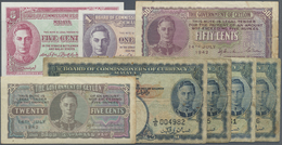 01643 Malaya: Set Of 8 Notes Containing 4x 1 Dollar 1941 (F- To F), 50 Cents 1942 (F+), 20 Cents 1942 (VF-), 1 & 5 Cents - Malaysie