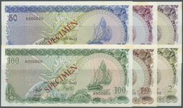 01648 Maldives / Malediven: Set Of 6 Specimen Notes From 2 To 100 Rupees 1983 P. 9s-14s Some With Foxing In Paper But Un - Maldives